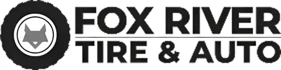 Fox River Tire & Auto logo featuring a stylized fox face inside a tire graphic on the left, with the company name in bold black text to the right.