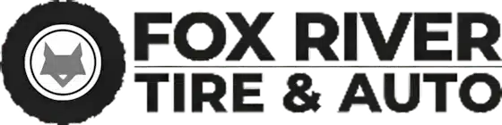 Logo for Fox River Tire & Auto. It features a stylized fox head inside a tire graphic, with the business name FOX RIVER TIRE & AUTO in bold, uppercase letters to the right.